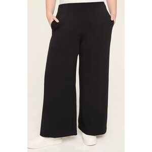 Lane Bryant Black Wide Leg Stretch Knit Trousers Pants Plus Size 24P Petite